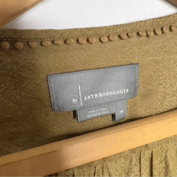 by Anthropologie Cacee Jacquard Reptile Print V Neck Button Down Blouse - Picture 7 of 13